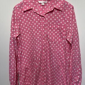 PINK Victoria's Secret Womens Pink White Polka Dot Long Sleeve Pajama Top Medium